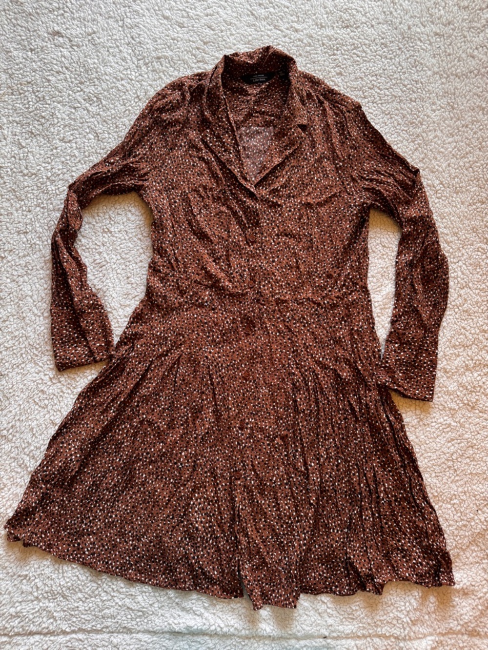 And other stories // Long-Sleeve Brown Printed button up Dress size 6 wi1